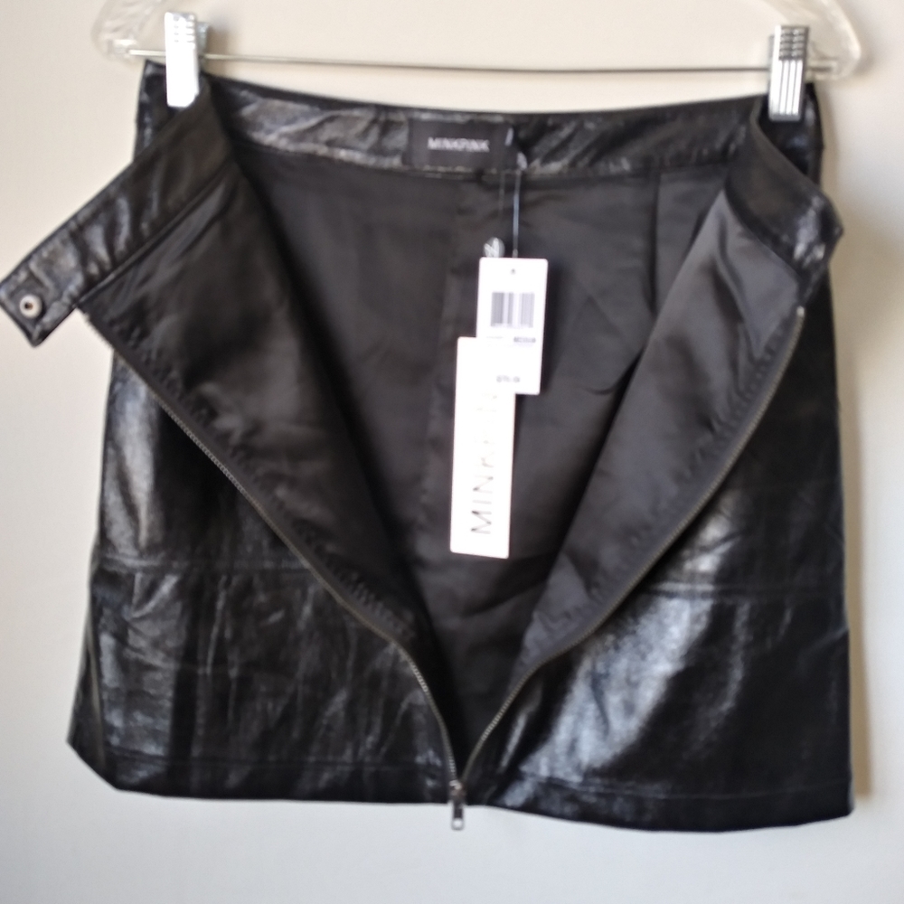 MINKPINK Coyote Vegan Leather Mini Skirt Goth Moto Biker Rock - Picture 10 of 13